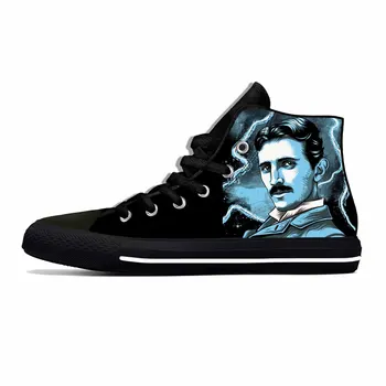 Nikola Tesla oamenii de Stiinta Pot Fizica Stiinta Casual Pânză Pantofi de Înaltă Top Respirabil Usoare de Imprimare 3D Bărbați Femei Adidași