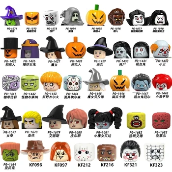 Noi Blocuri De Halloween De Groază Capul De Dovleac Om Anime Cifre Jucării De Crăciun Fantomă Femeie Vrăjitoare Cadou Pentru Copii