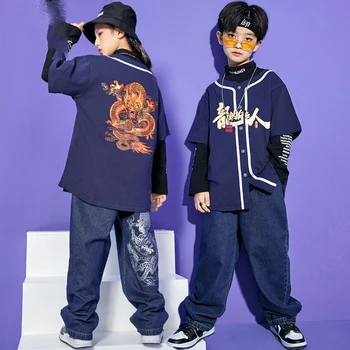 Noi, Copiii Hip Hop Costume de Dans Pentru Copii Vrac cu Mânecă Scurtă Uniforma de Baseball Băieți Fete Jazz Dance, Rave Haine DQS8443