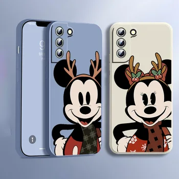 NOI de Craciun Mickey Mouse Cazul în care Telefonul Pentru Galaxy Samsung S22 S21 S20 FE S10 Nota 20, Ultra Plus Lite 5G Lichid Coarda Acoperi