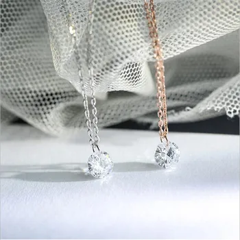 Noi Geometrice Simple Flash Cristal Moda Placat Cu Argint Bijuterii Populare Rafinat Clavicula Lanț Pandantiv Coliere N094