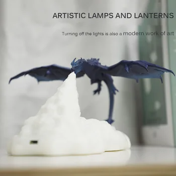 Noi Imprimate 3D LED Dragon de Foc Lămpi Lumina de Noapte Reîncărcabilă Lumina Moale Decorative de Transfer de Spațiu Lampă Pentru Copii Cadouri mai Noi