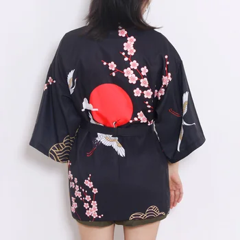 Noi Kimono Japonez Centura Cardigan Yukata Femei Bărbați Macara Imprimate Tricou Casual De Vara Vrac Kimonouri Harajuku Kimono Din Asia Costum