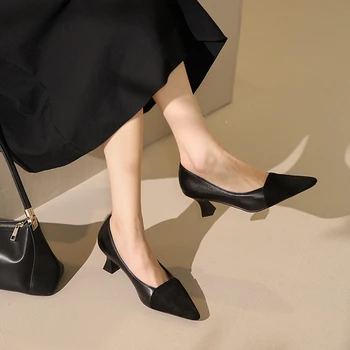 NOI Primavara/Toamna pentru Femei Pantofi Subliniat de la Picior Toc Subțire Pompe de Culori Amestecate Tocuri PU Pantofi din Piele pentru Femei Elegent Pantofi de damă