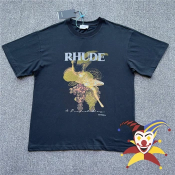Noi RHUDE T-shirt tricou 1:1 de Înaltă Calitate de Struguri Femeie de Caracter Abstract Print RHUDE tricouri Topuri Tee