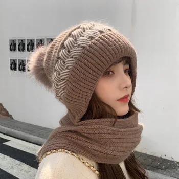Noi Toamna și Iarna Tricotate pentru Femei Pălărie Eșarfă Cald Tricotate Cald de Lână Capac Exterior de Protecție pentru Urechi Căciuli Femei Capac