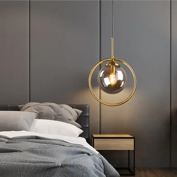 Nordic Simplu Minge de Sticlă Luminile LED pentru Iluminat Interior Lămpi Restaurant Dormitor Scara Art Decor Modern Perdeaua de Lumină