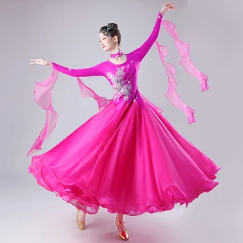 Nou Stil de Femeie modernă, Rochie dans de performanță rochie standard național concurs de dans rochie de Vals Costume de dans WY-228