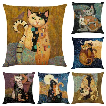Noua Artă Murală Pisica Din Bumbac Imprimat Lenjeria De Masina Canapea Față De Pernă Decorative, Perne, Lenjerie De Pernă Fermă Decor Acasă