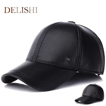 Noua moda toamna și iarna cald gros șapcă de baseball din piele capac cu ureche bărbați de toate-meci pălăria tatălui capac