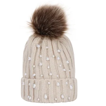 Noul Hot-Vânzare Toamna Și Iarna pentru Copii Pălărie de Păr Ball Tricot Pălărie Perla apărători pentru urechi Drăguț Cald Părinte-copil Capac Accesorii de Par