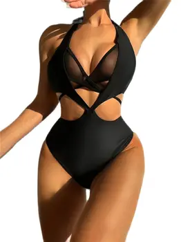 Noul Negru Slim-O Singură Bucată De Costume De Baie Femei Monokini Solid Body Femei De Plajă, Îmbrăcăminte De Sex Feminin Costum De Înot