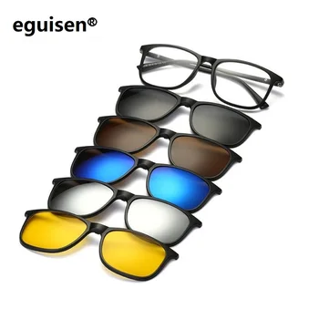 noul retro 1frame+ 5 cilps Miop Polarizat ochelari de soare ochelari rame clip magnet oglindă de sex masculin ochelari rama de ochelari magnetic