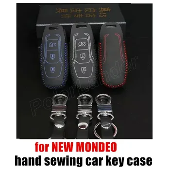 Numai Rosu caz, se potrivesc pentru FORD NEW MONDEO cheie de masina de caz reale din piele de calitate cheia de la mașină cusut pânză de mână cheia de la mașină acoperi