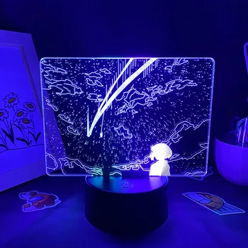 Numele Anime Film Figuri 3D LED Două Ton de Lampa cu Lumina de Noapte Decor Dormitor Colorat Cadou Pentru Copii de Film de Animație Kimi Nu Na Wa