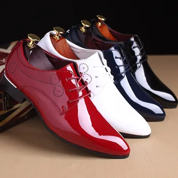 Oamenii Formale Pantofi de Înaltă Calitate de Brand Barbati Oxford Piele Pantofi de piele de brevet de Afaceri de sex masculin încălțăminte Subliniat Nunta Pantofi