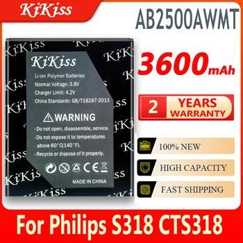 Original KiKiss 3600mAh AB2500AWMT Noua Baterie de Puternic Pentru Philips S318 CTS318 Bateria Telefonului
