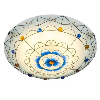 Pastorală Vitralii Dormitor Lampă de Tavan Mediteraneene Camera Copil Lămpi de Tavan pat Cameră de Plafon Lumina