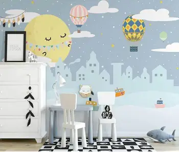 Personaliza orice dimensiune de fundal de mână-pictat balon cu aer cald casă mică cameră pentru copii de fundal de decor de perete tapet 3d