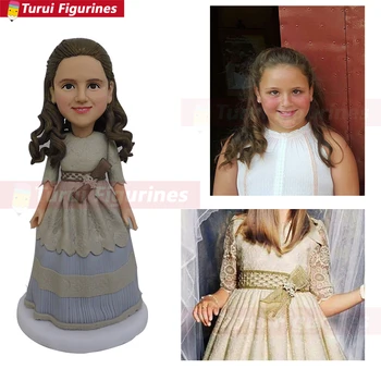 Personalizat fata Figurine cu rochie frumoasă zi de naștere tort de nunta topper Mireasa si mirele personalizate mini statuie, cap de papusa