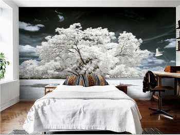 Personalizate 3D, picturi murale,alb, frumos flori si plante copaci , canapea camera de zi TV de perete dormitor fundal de hârtie de perete