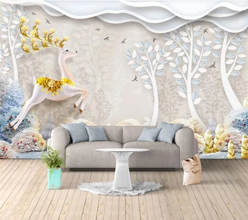 Personalizate 3d tapet relief pădure elan murală Nordic minimalist modern, TV fundal decorare perete обои для стен в рулонах