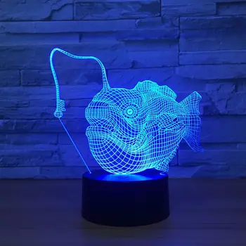 Pește Modelul Arylic Lampa LED 3D de la Distanță Comutator Tactil 3D lumina de Noapte USB Colorat starea de Spirit Masă Lampă Decorativă Atmosfera Cadouri