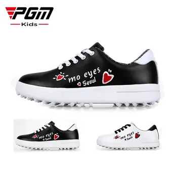 PGM Fată Băiat Graffiti Pantofi de Golf Spikeless Anti-Alunecare, Impermeabil Respirabil Dantela-up Adidași Casual Sport Alb Negru Pantofi