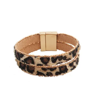Piele De Căprioară Piele De Leopard De Coarda De Moda Magnet Deschis Bratara Brand De Moda Pentru Femei Bijuterii Cadou