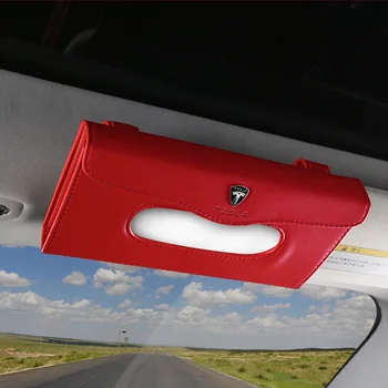 Piele Parasolar Agățat Cutie De Tesut Incar Parasolar Pentru Tesla Model 3 X Y S Interior Auto Consumabile Auto Accesorii Coafura