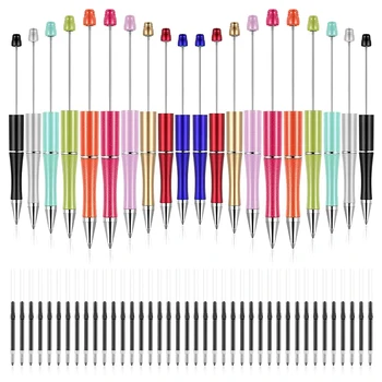 Plastic Beadable Pen Șirag de mărgele Pix Asortat Șirag de mărgele Pen Arborelui de Cerneală Neagră Rollerball Pen Withextra Rezerve 20buc