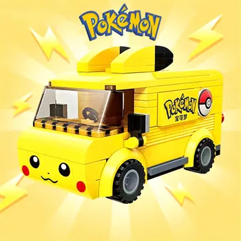 Pokemon Mașină De Acțiune Anime Figura Asambla Pokemon Jucărie Pentru Copii Cadou De Crăciun Pikachu Mașină De Autobuz, Blocuri De Cărămizi Seturi Model Jucării Drăguț