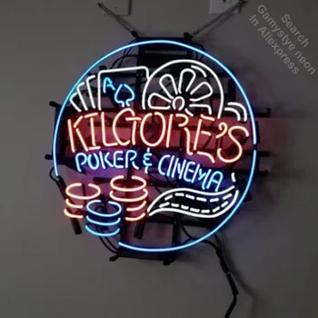 Poker Cinema Neon Panou Lumina de Neon Semn Real Tub de Sticla lucrate Manual, Magazin de Afaceri de Afișare lampa personalizate personalizate
