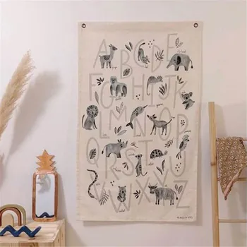 Postere de perete Stil Nordic Alfabet Animale Pânză Agățat de Perete Copii Acasă Decorare Perete Fotografie de Fundal elemente de Recuzită