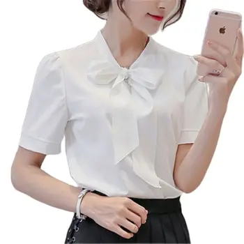 Primavara-Vara pentru Femei Haine 2022 Nou Top Femei Slim Targe Dimensiune Culoare Solidă Bază Tricou Maneca Scurta Bluza Șifon Office Camasi