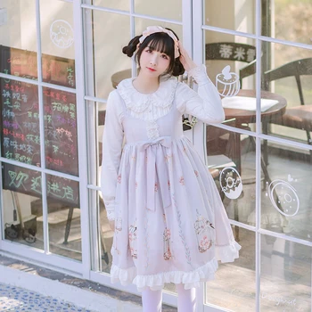 Printesa japoneza petrecere de ceai dulce lolita rochie vintage din dantela bowknot drăguț imprimare talie mare victorian rochie kawaii fata loli