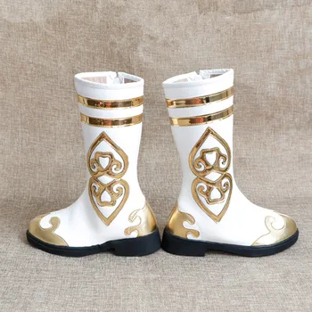PU alb mongolă cizme minoritate dansatoare cizme Naționale de Performanță Arată Tibetan pantofi de înaltă istorice pantofi