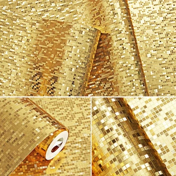PVC 10M mozaic de aur tapet DIY impermeabil autocolante de perete home decor de film living ușa de la bucătărie poster
