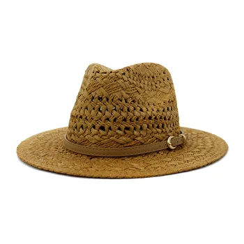 Pălărie de paie Femei Bărbați Panama Vara, Soare, Plaja Protectie UV Margine Largă Apartament de Vacanță în aer liber Capac Accesoriu Pentru Doamna Fete