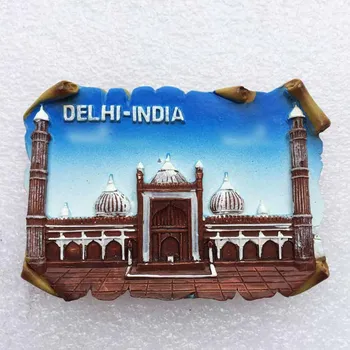 QIQIPP autocolante Magnetice pentru frigider cu trei-dimensional peisaj de Moscheea Jama, New Delhi, India, turism