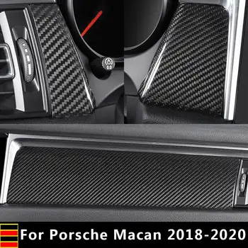 Real Fibra De Carbon, Masina De Centrul Consolei De Bord Decora Capacul Forge Tapiterie Pentru Porsche Macan 2018-2020 Styling Auto Accesorii