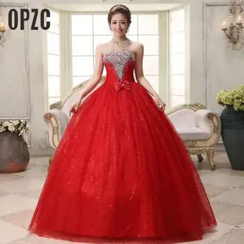 Real foto Personalizate 2022 coreeană Stil Romantic Dulce Clasic Dantelă Roșie Printesa Rochie de Mireasa Strapless Rochie de Mireasa Mariage
