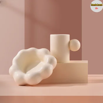 Realme Cana Ceramica Forma Creativ mic Dejun Ceașcă de Cafea Două pahare cu Lapte 280ml Cana de Cafea în Camera de zi de Decorare Mese, Tacamuri