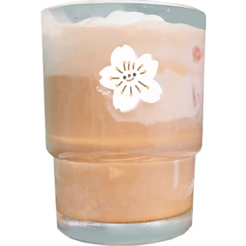 Rezistent la Sakura Cupa de Sticla Transparent Nunta Bucătărie Whiskey Pahar de Ceai Ceașcă de Cafea de Suc de Bar Verre Drinkware LH50BLB