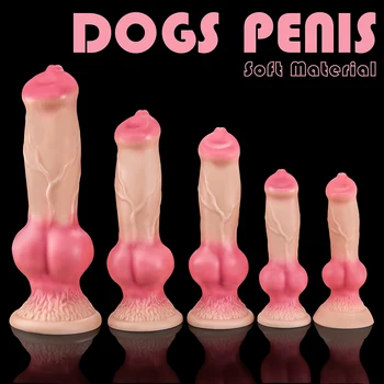 S/M/L/XL/XXL Câine Mare Dildo Realist cu Penisul Jucarii Sexy Pentru Barbati/Femei Masturbatori Mare Dildo Moale Animale Anal Plug Sex-Shop