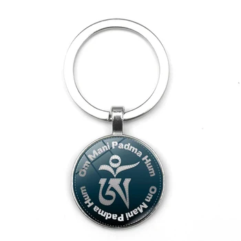 Sacru Breloc Yoga Meditație Budistă Chakra Halo Breloc Indian Mitic Amuleta OM Bliss Cupolă de Sticlă Pandantiv de Suveniruri Farmec