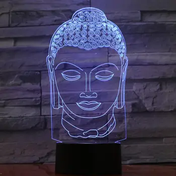 Sakyamuni Buddha Iluzia 3D Lampa Usb Touch de la Distanță difuzor Bluetooth Led Lumina de Noapte plina de culoare Lampă de Masă
