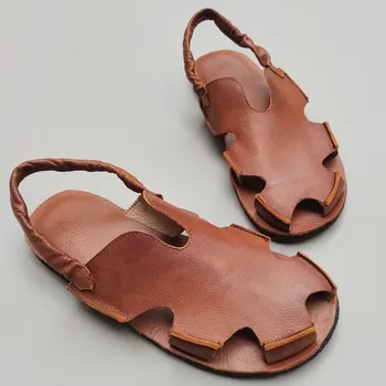 Sandale barbati Pantofi de Vara Papuci de Plaja 100% Piele naturala Om Sandale Gladiator Ourdoor Pantofi Sandale Romane