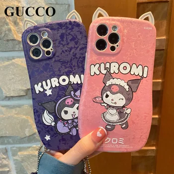 Sanrio Drăguț Kuromi Ureche Apple 12 Pro Max Telefon Mobil Caz Pentru Iphone 11 Pachet Complet Capacul 7 8 Plus X Xr Xs Max Cazuri Pentru Femei Fata