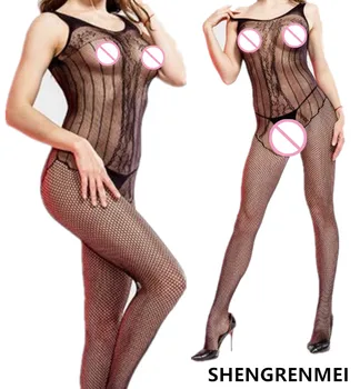 SHENGRENMEI Erotic îmbrăcăminte de noapte pentru Femei Crotchless Body Sexy Lenjerie Bodystocking Catsuit Ciorap de Corp, Costume de dropshipping